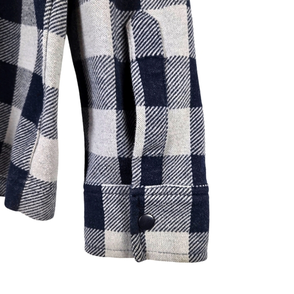 Lands End Mens Buffalo Check Blue and Gray Snap Buttoned Shirt - Picture 4 of 12